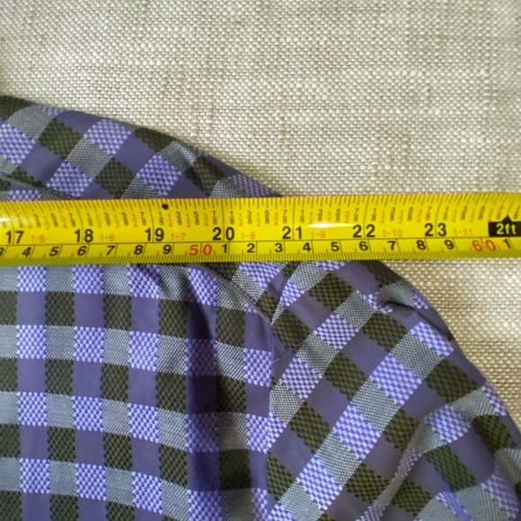 Robert Graham Purple Check Cotton Lightweight Embroidery Cuffs Shirt - Sz-2XL - Picture 13 of 16